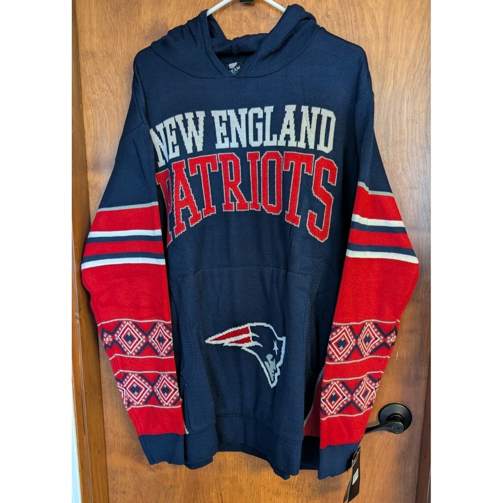 New England Patriots NFL Hood Pullover Sweater Men's Size 2X NEW Ugly Christmas